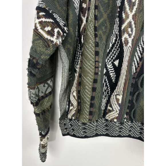 Bachrach Knit 3D Textured Sweater Cosby Biggie Style Earth Tones Mens Size Large - Picture 12 of 16